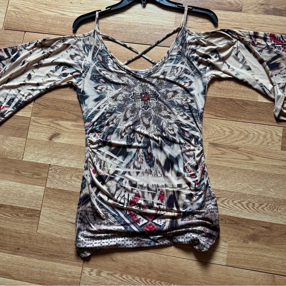 Body Central Multicolor Patterned Blouse - Picture 3 of 6